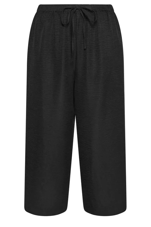 Yours Curve Black Textured Wide Leg Trousers - 16 Image 2
