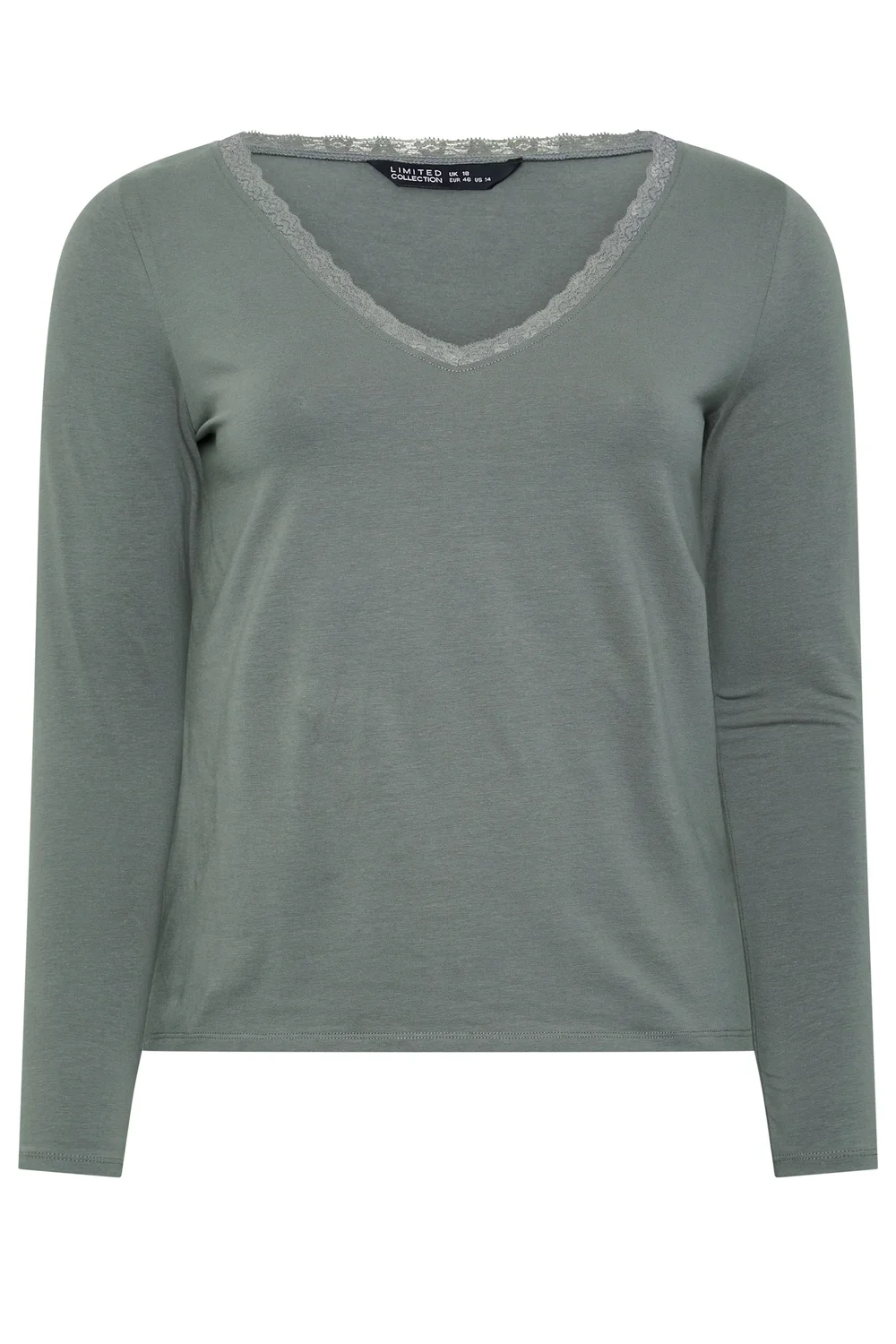 Yours Limited Curve Grey Lace Trim Top - 10 Image 5