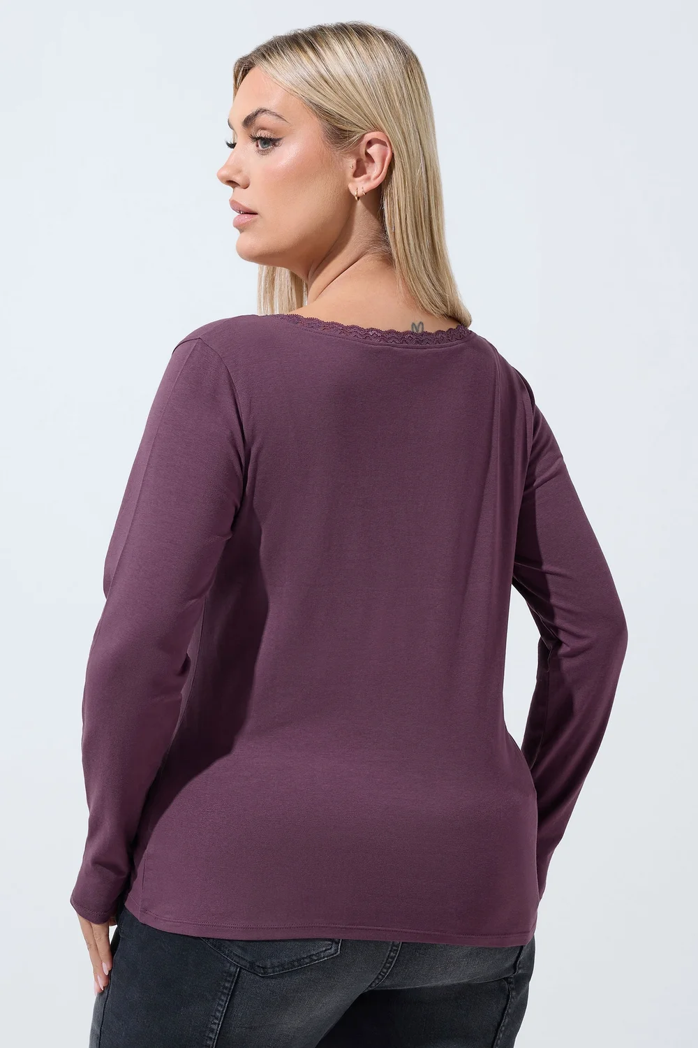 Yours Limited Curve Purple Lace Trim Top - 18 Image 3