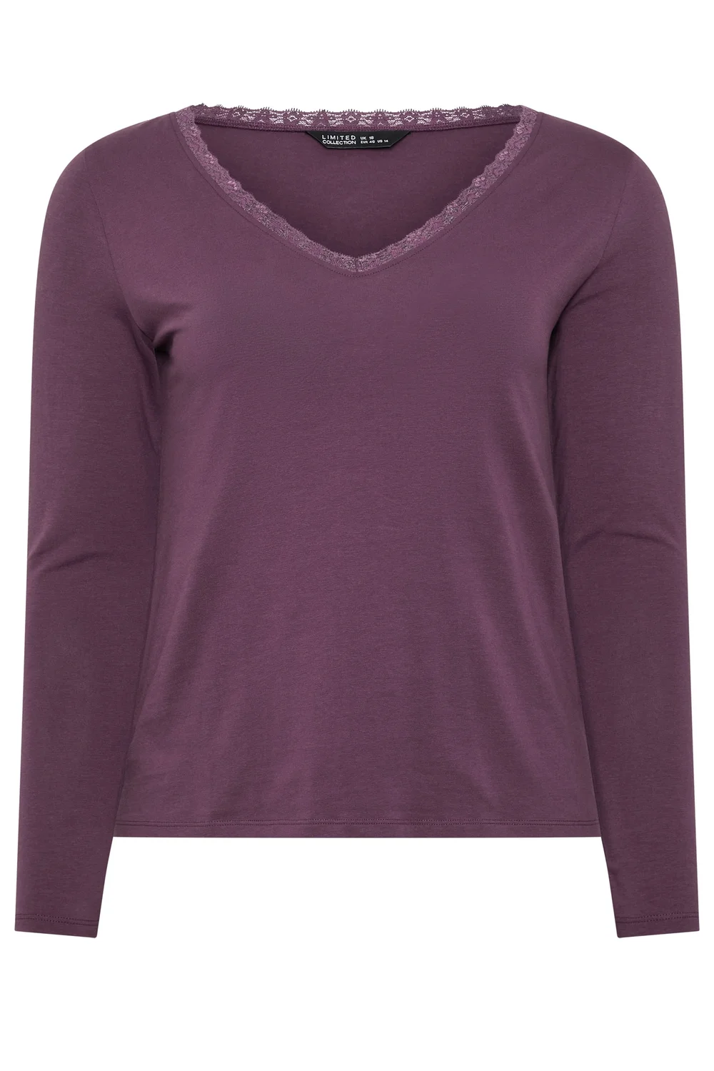 Yours Limited Curve Purple Lace Trim Top - 18 Image 5
