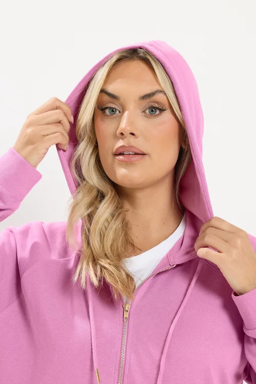 Yours Curve Pink Zip Through Raglan Hoodie - 26-28 Image 5