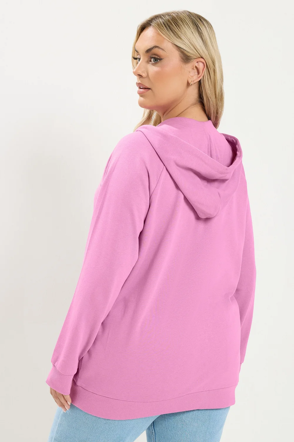 Yours Curve Pink Zip Through Raglan Hoodie - 26-28 Image 4