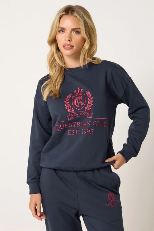 PixieGirl Petite Navy Blue Embroidered Sweatshirt - 8 Image 2