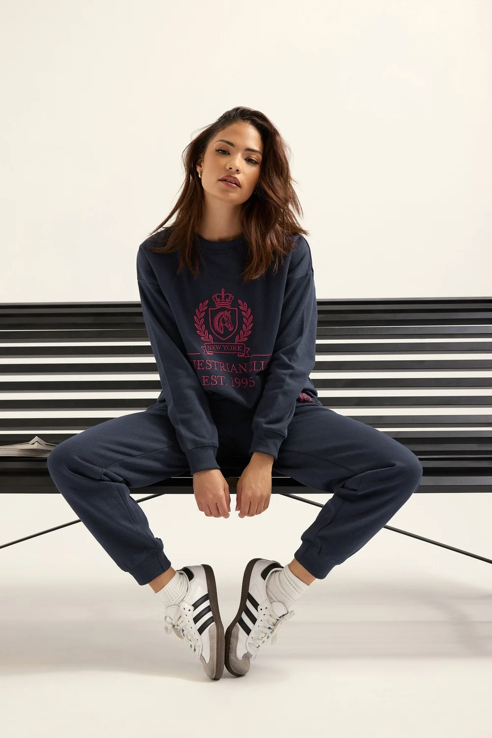 PixieGirl Petite Navy Blue Embroidered Sweatshirt - 8 Image 1