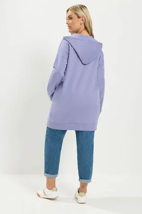 Yours Curve Purple Longline Zip Through Hoodie - 12 Image 3