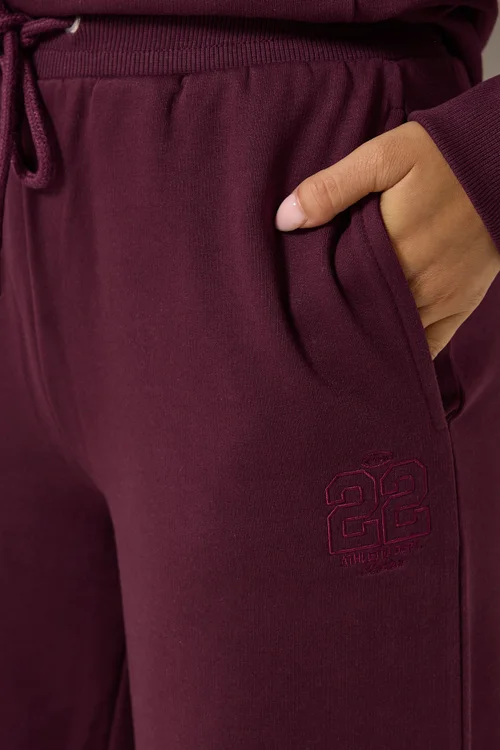 PixieGirl Petite Dark Red Embroidered '22' Slogan Wide Leg Joggers - 6/L27 Image 5