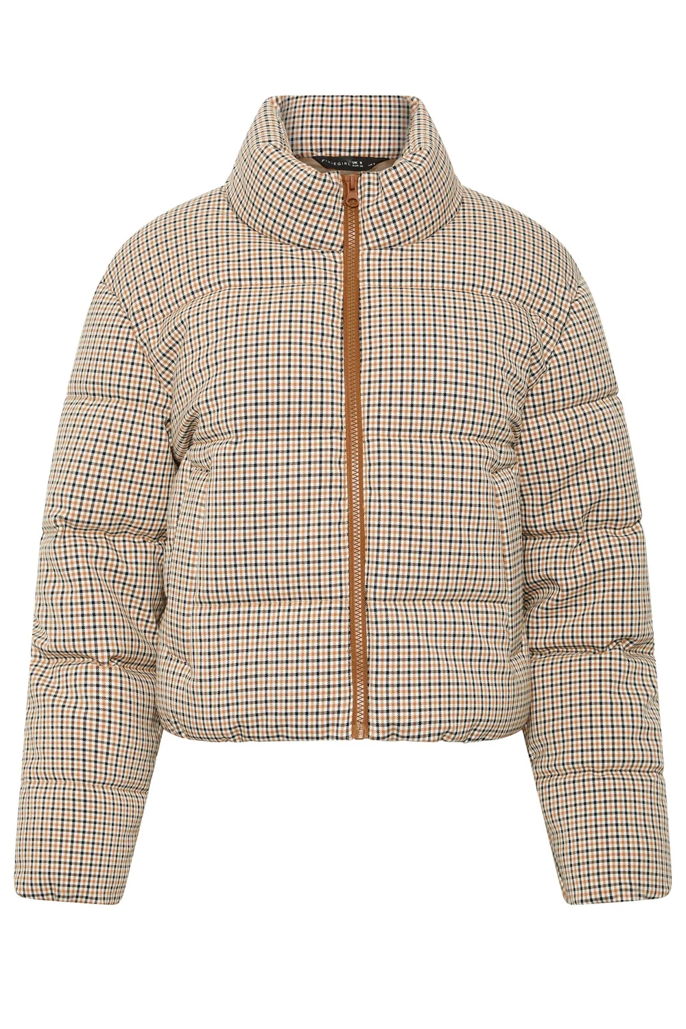PixieGirl Petite Natural Brown Check Puffer Coat - 16 Image 5