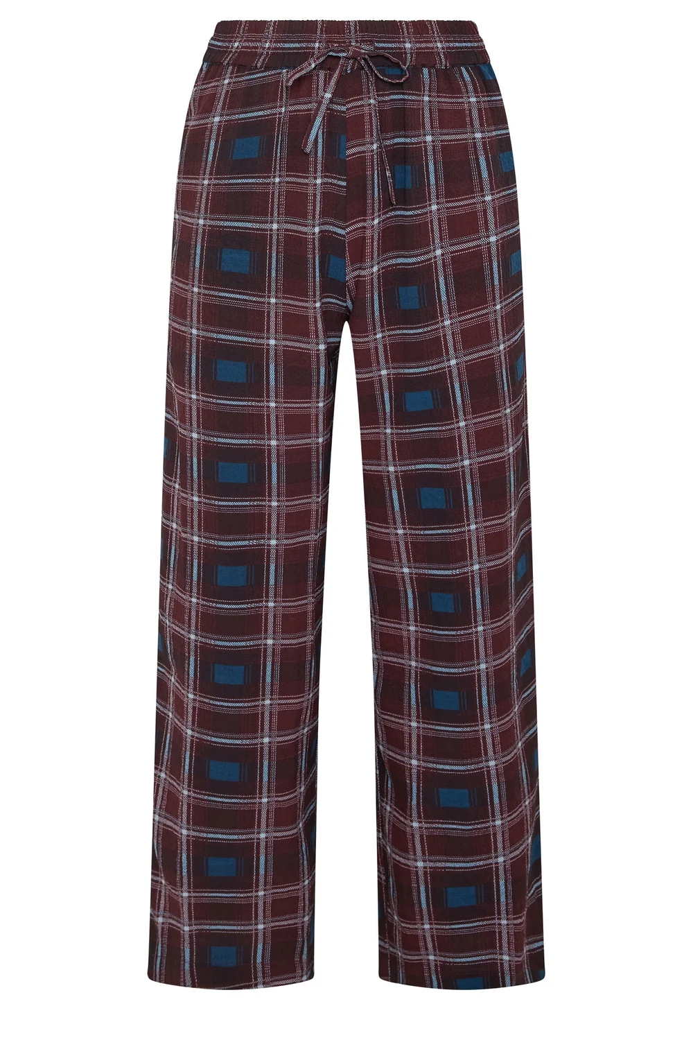 PixieGirl Petite Burgundy Red Check Print Wide Leg Trousers - 12/L27 Image 2