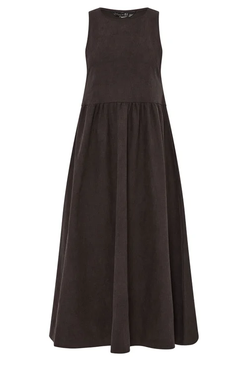 PixieGirl Petite Chocolate Brown Pinafore Midi Dress - 8 Image 5