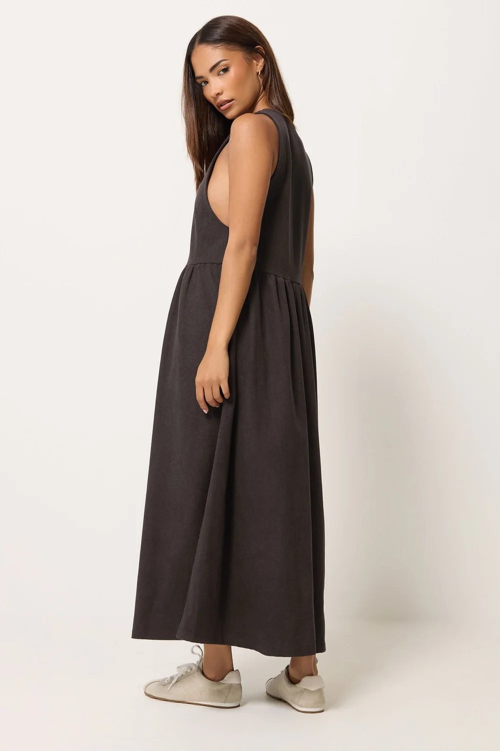 PixieGirl Petite Chocolate Brown Pinafore Midi Dress - 8 Image 3