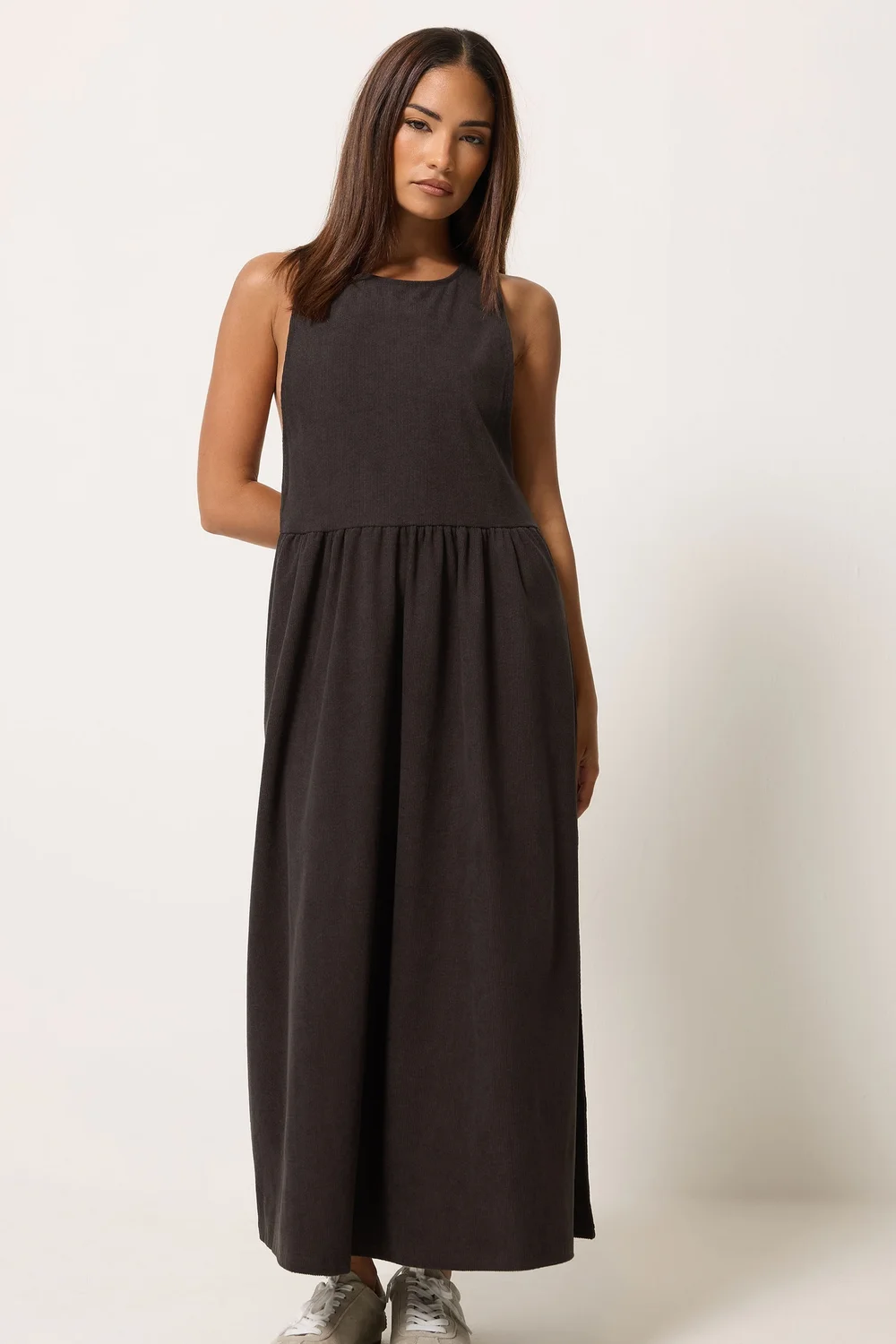PixieGirl Petite Chocolate Brown Pinafore Midi Dress - 8 Image 2