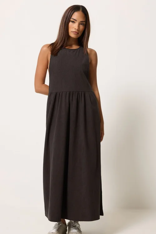 PixieGirl Petite Chocolate Brown Pinafore Midi Dress - 8 Image 2
