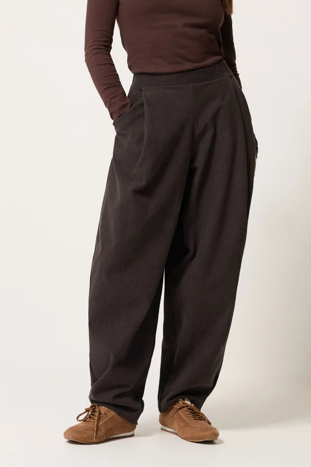 PixieGirl Petite Chocolate Brown Barrel Trousers