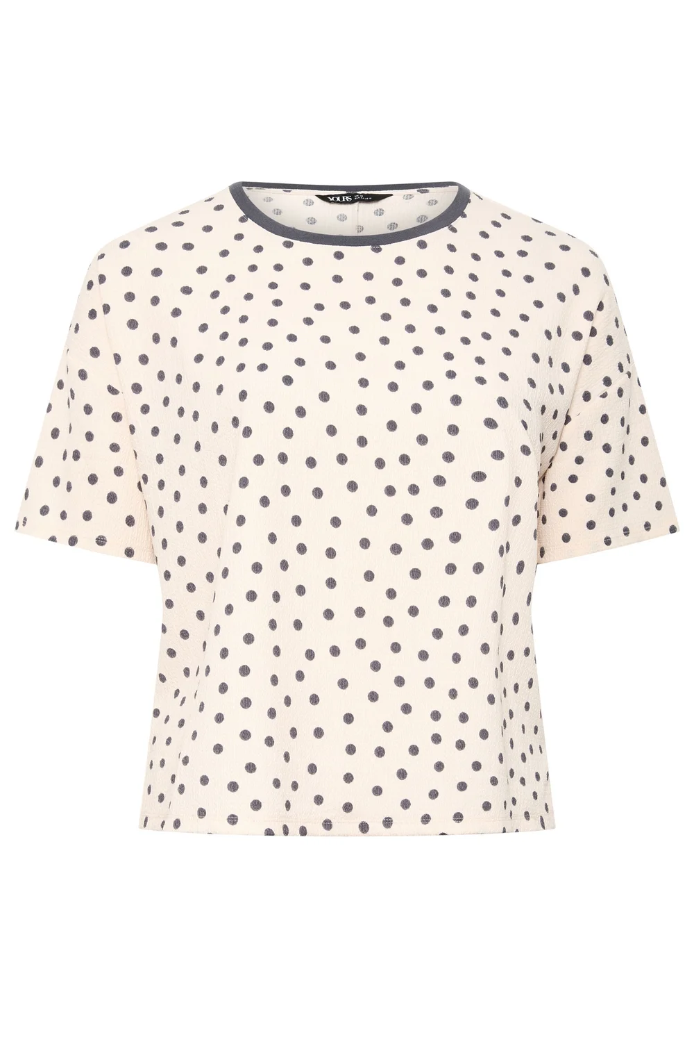 Yours Curve Ivory White Polka Dot Textured Top - 34-36 Image 5