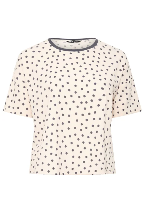 Yours Curve Ivory White Polka Dot Textured Top - 34-36 Image 5