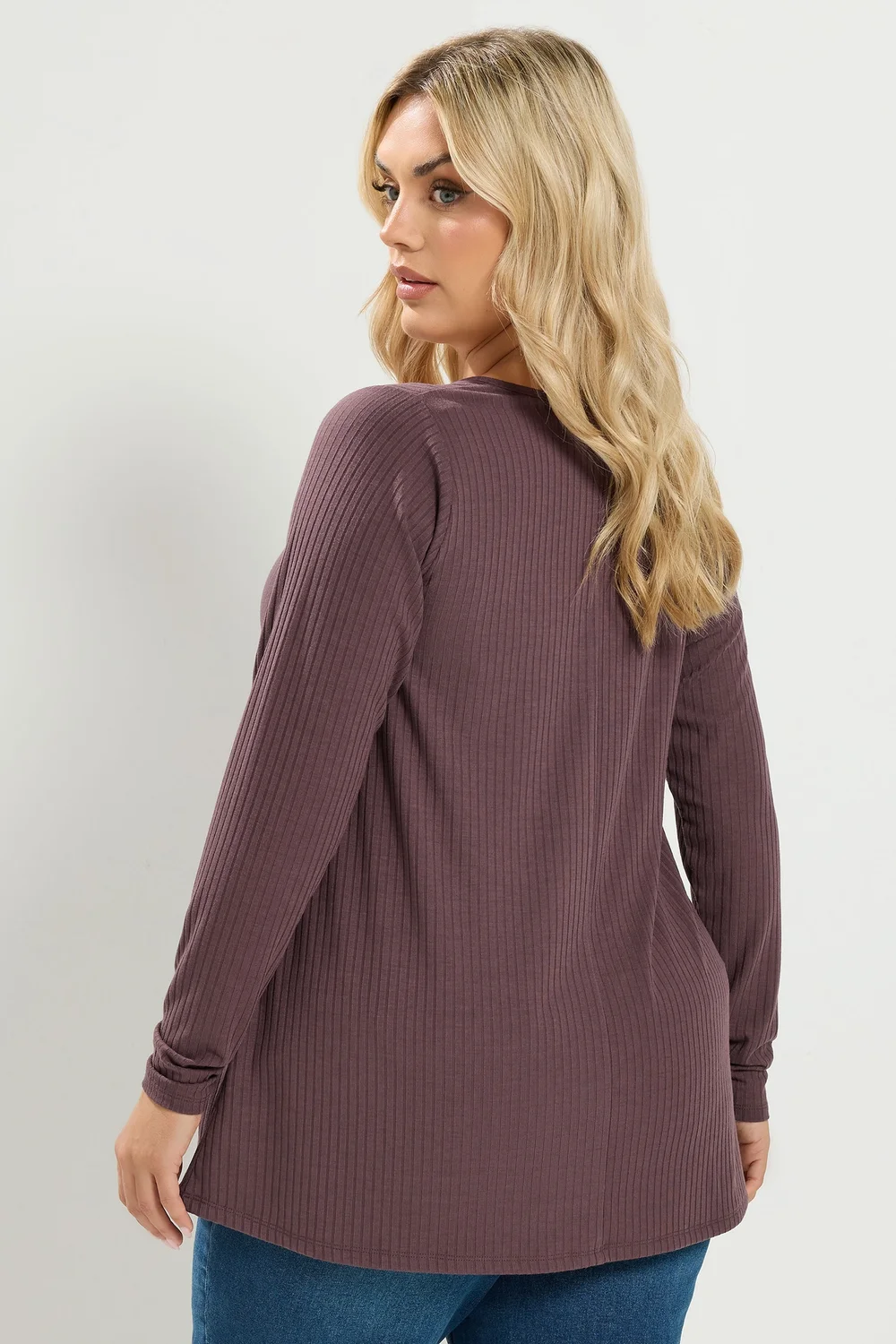 Yours Curve Chocolate Brown Lace Insert Swing Top - 18 Image 3