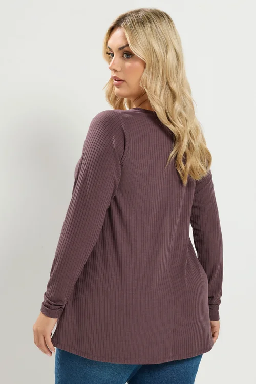 Yours Curve Chocolate Brown Lace Insert Swing Top - 18 Image 3