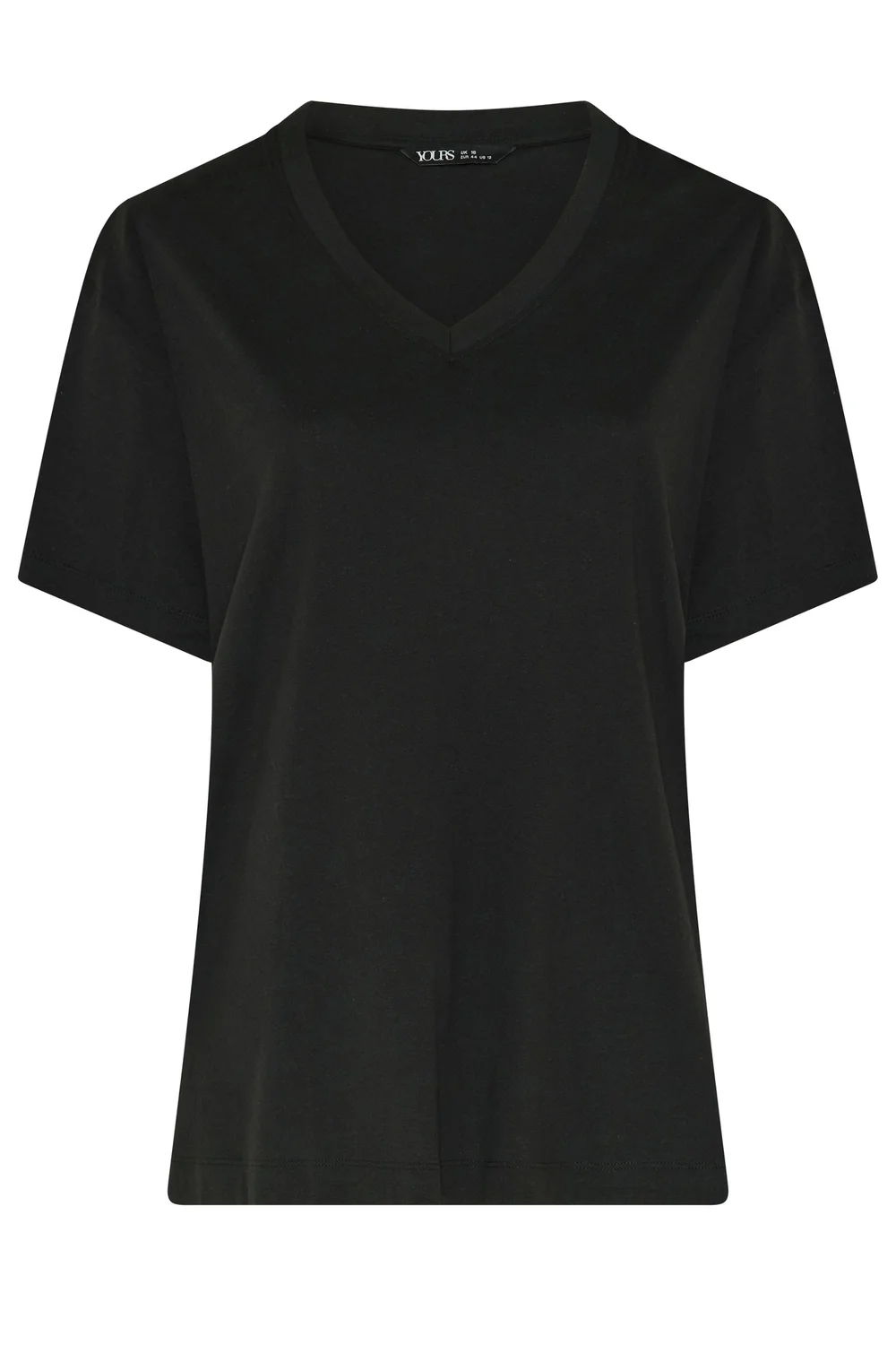 Yours Curve Black V-neckline Longline T-Shirt - 26-28 Image 5
