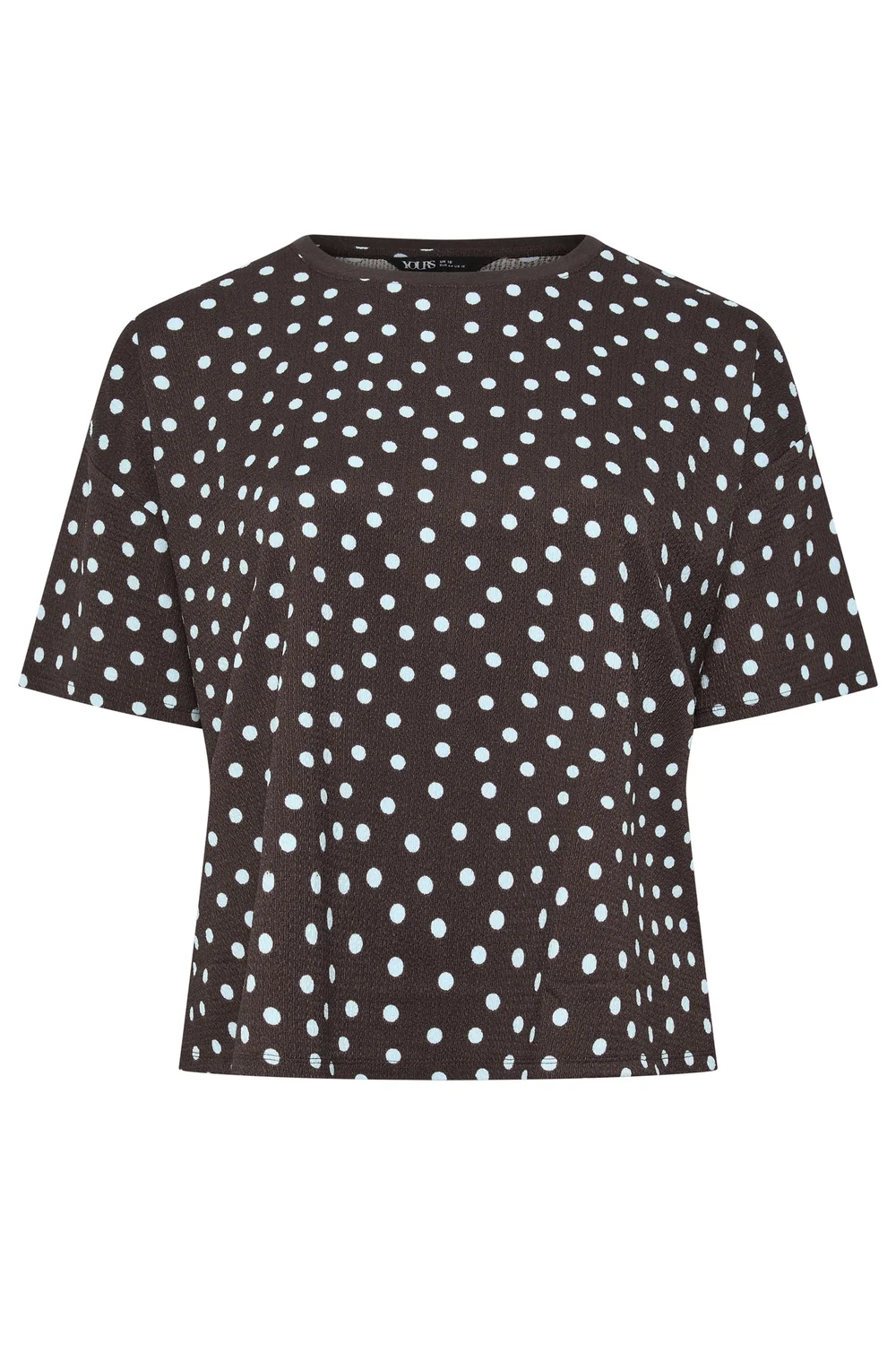 Yours Curve Chocolate Brown Polka Dot Textured Top - 16 Image 5