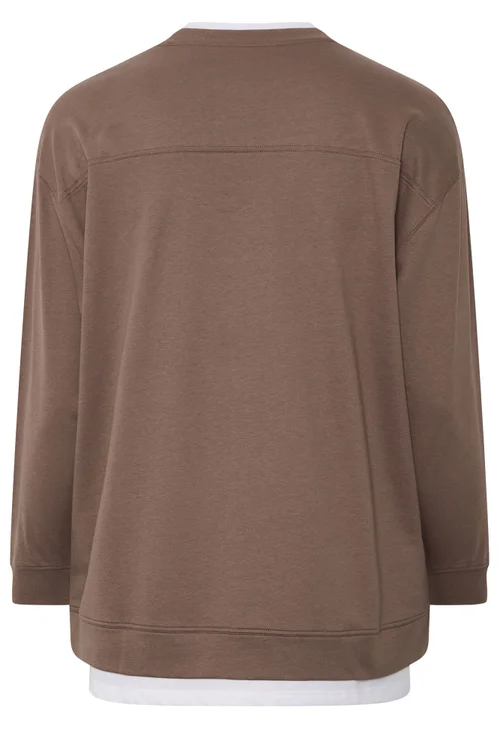 Yours Curve Brown 2-In-1 Sweatshirt - 16 Image 5