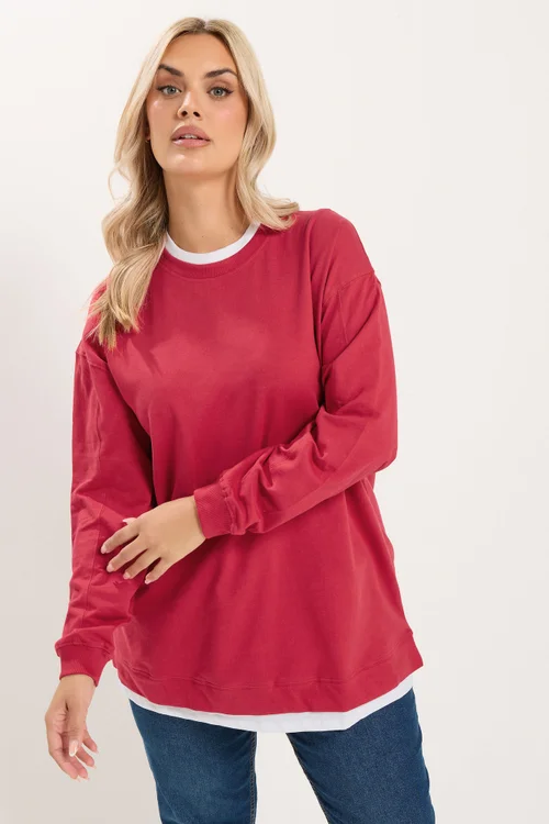 Yours Curve Red 2-In-1 Sweatshirt - 14 Image 1