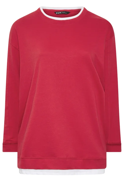 Yours Curve Red 2-In-1 Sweatshirt - 14 Image 2