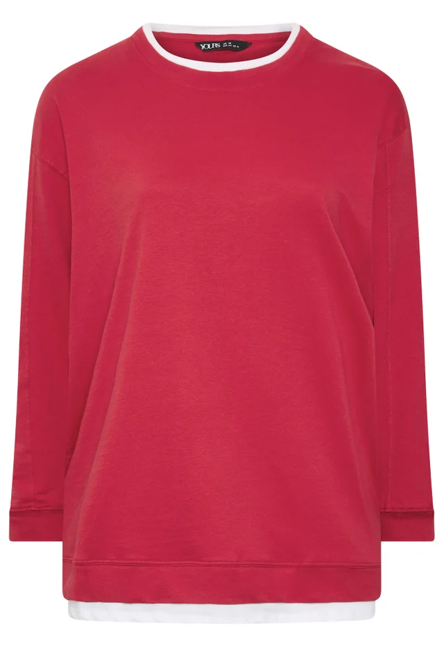 Yours Curve Red 2-In-1 Sweatshirt