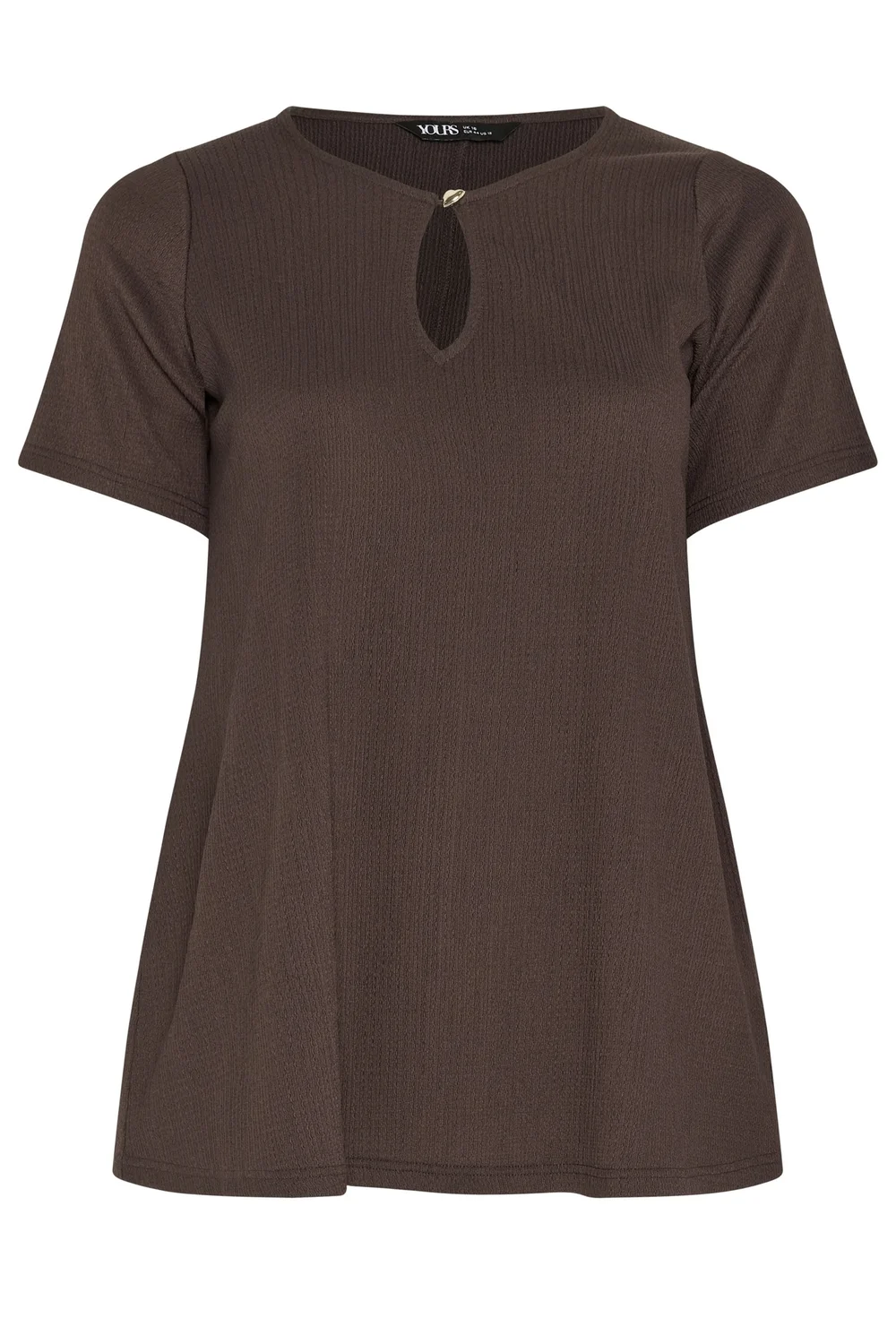 Yours Curve Chocolate Brown Keyhole Detail Top - 26-28 Image 5