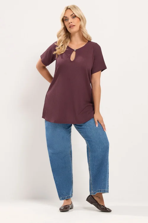 Yours Curve Purple Keyhole Detail Top - 18 Image 2
