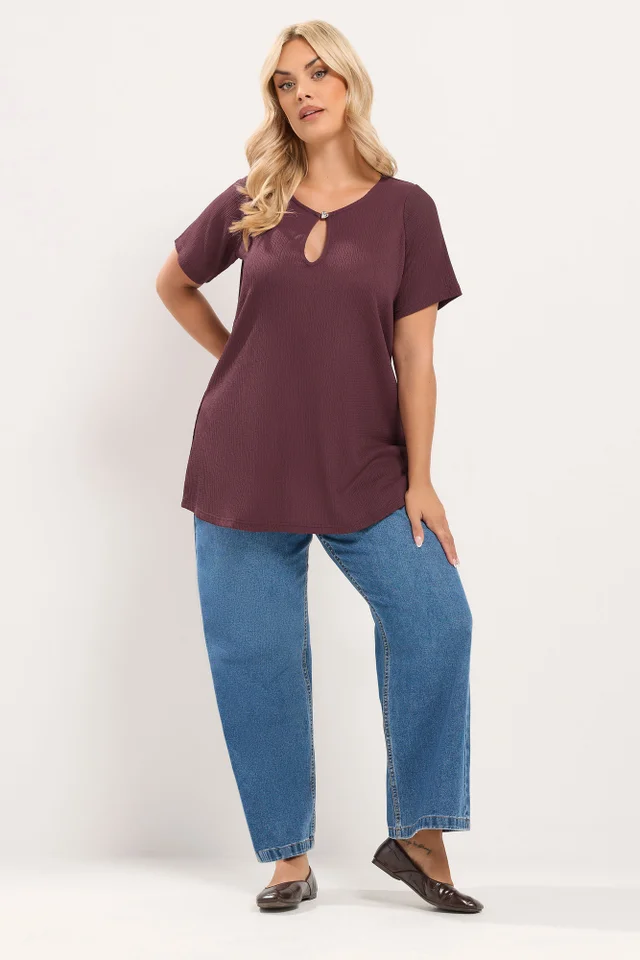 Yours Curve Purple Keyhole Detail Top