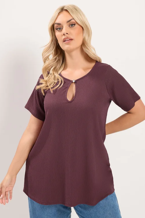 Yours Curve Purple Keyhole Detail Top - 18 Image 1