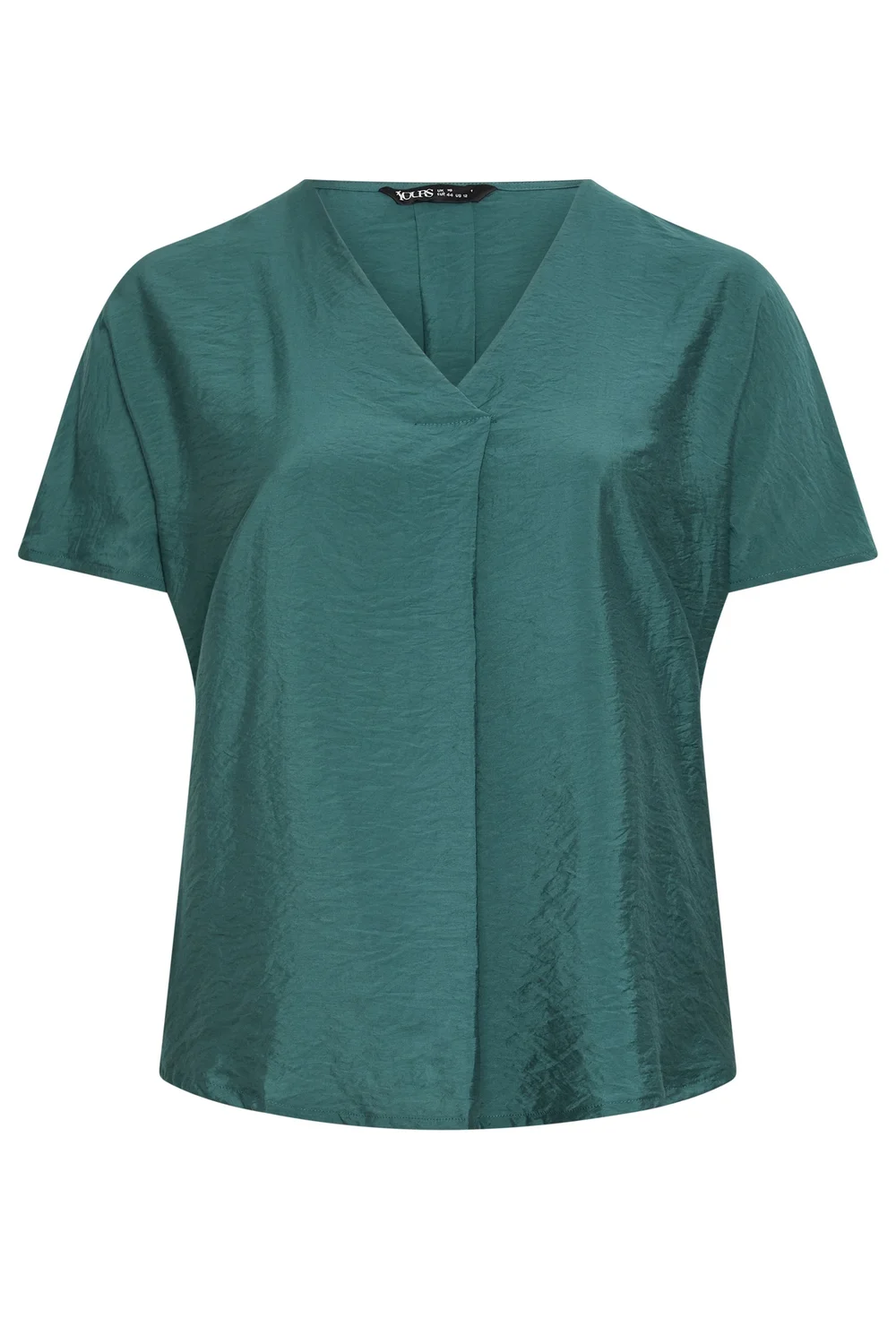 Yours Curve Teal Blue V-Neck Blouse - 34-36 Image 5