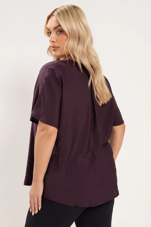 Yours Curve Burgundy Red V-Neck Blouse - 22-24 Image 4