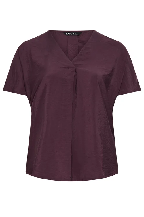Yours Curve Burgundy Red V-Neck Blouse - 22-24 Image 2