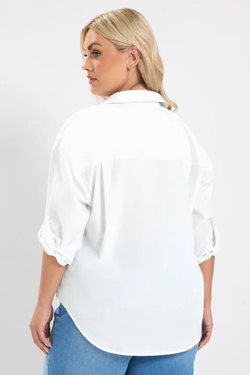 Yours Curve White Cotton Shirt - 18 Image 5
