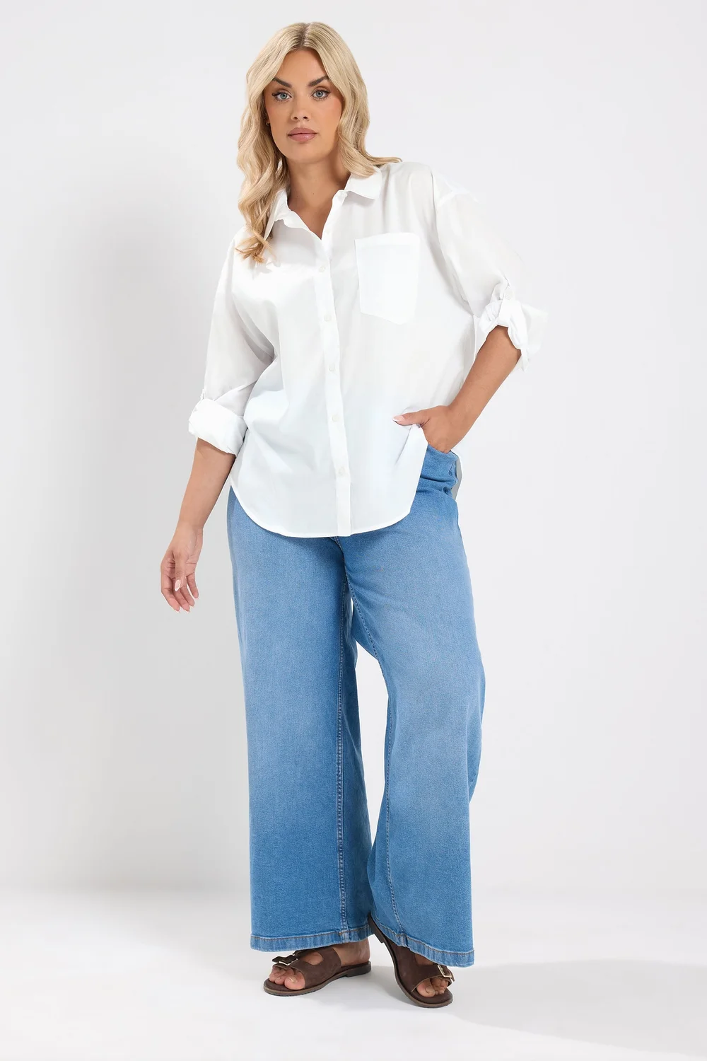 Yours Curve White Cotton Shirt - 18 Image 3