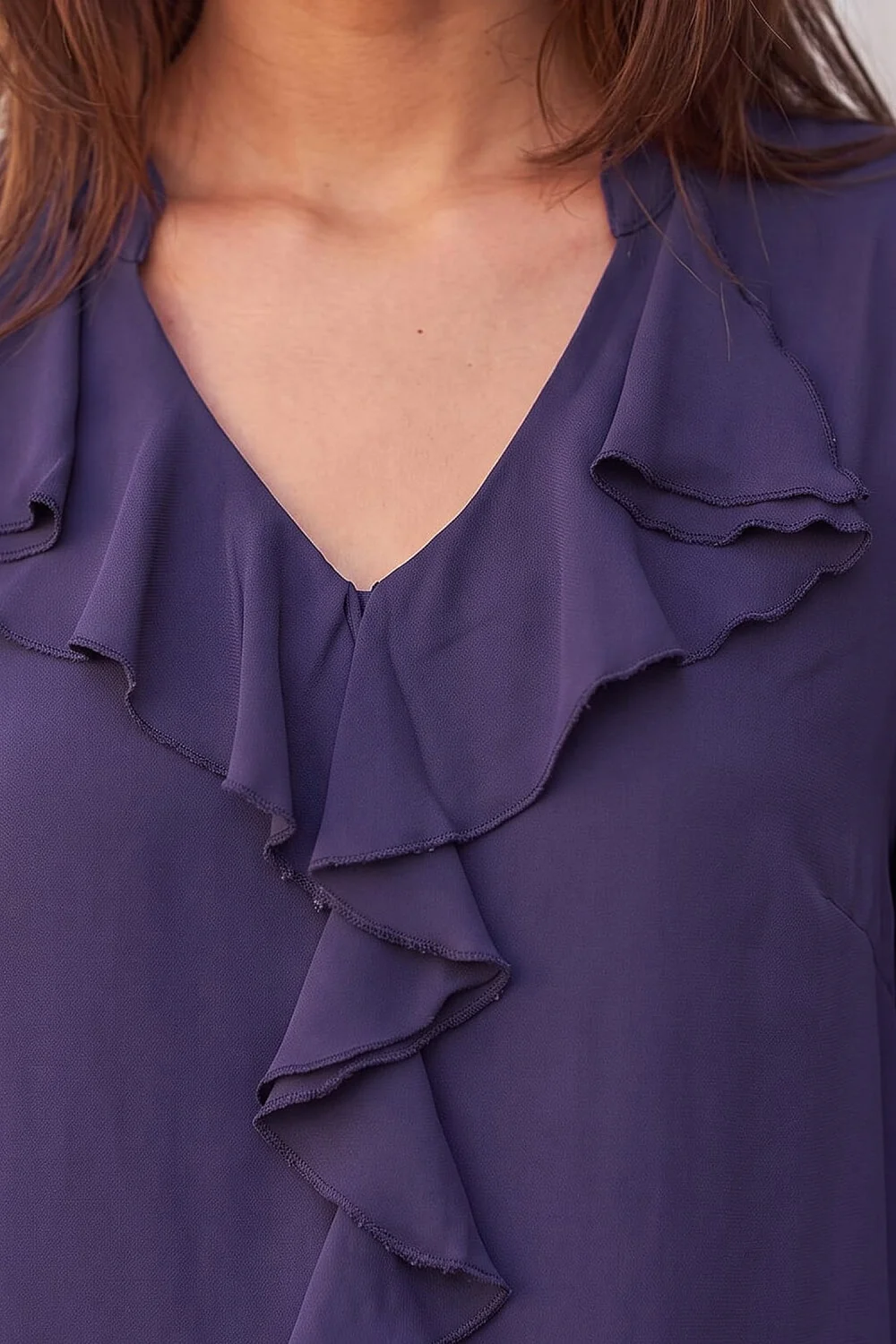 Roman Purple Ruffle Neck Blouse - 20 Image 4