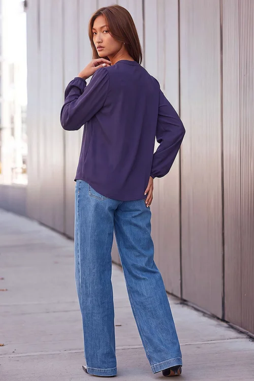 Roman Purple Ruffle Neck Blouse - 20 Image 3