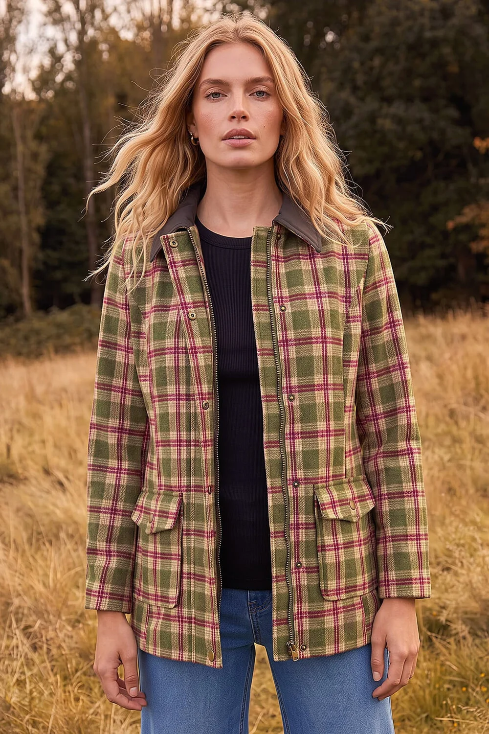 Roman Green Petite Check Contrast Coat - 18 Image 1