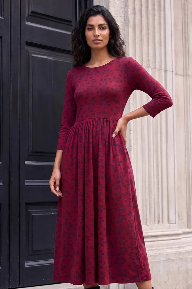 Roman Red Printed Pocket Dress