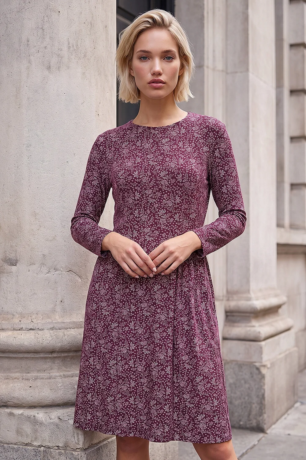 Roman Wine Side Detail Short Dress - 20 Image 3