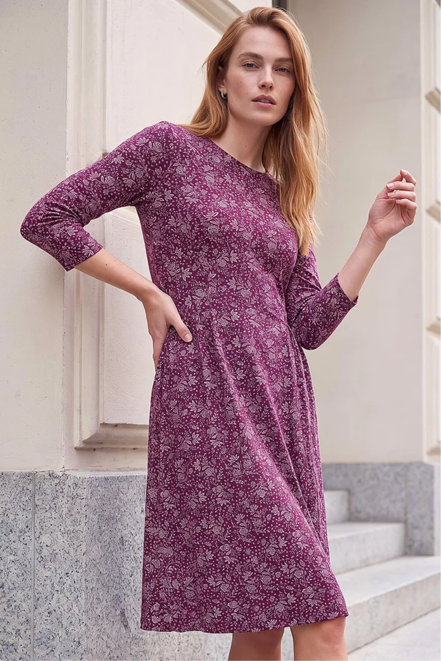 Roman Wine Side Detail Short Dress