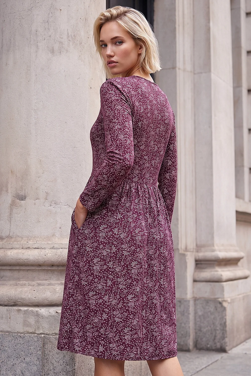 Roman Wine Side Detail Short Dress - 20 Image 2
