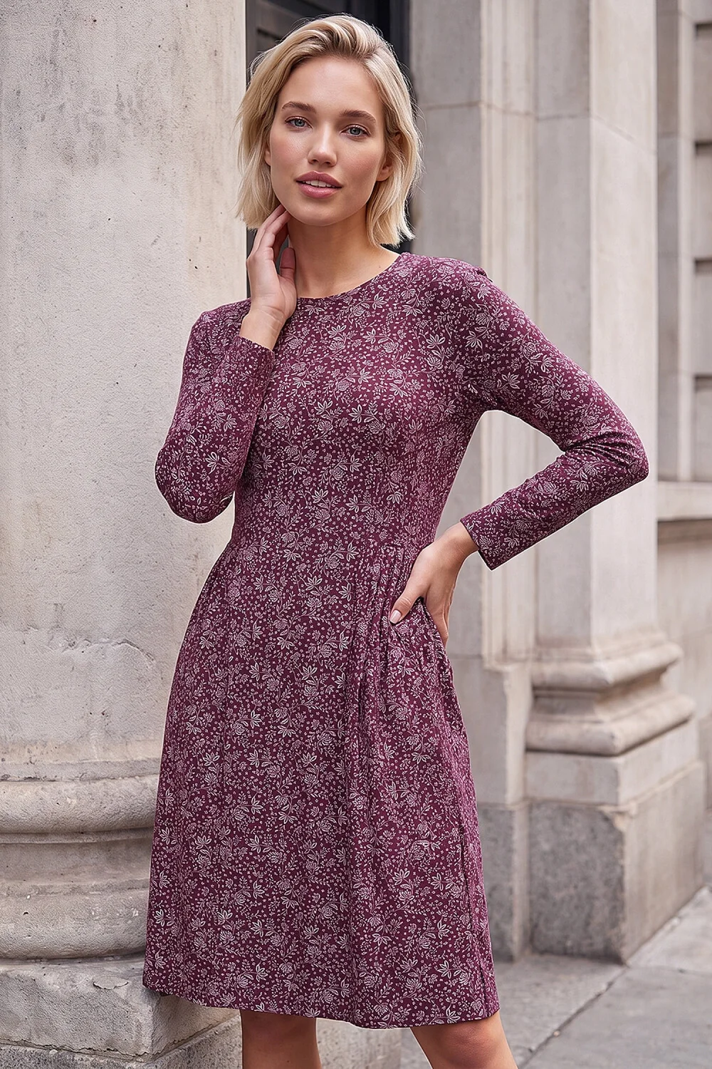 Roman Wine Side Detail Short Dress - 20 Image 1