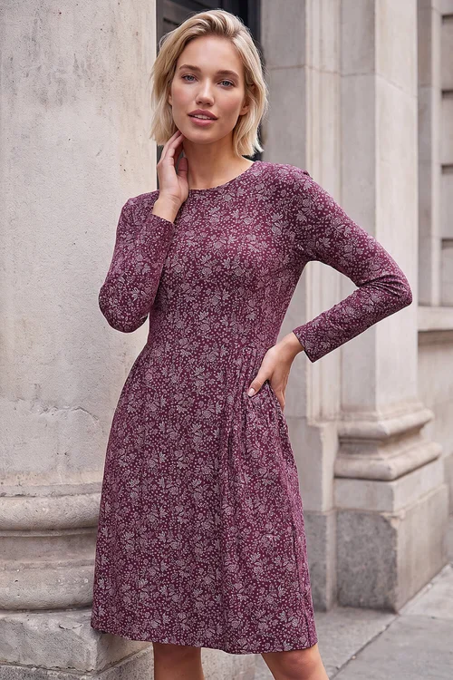 Roman Wine Side Detail Short Dress - 20 Image 1