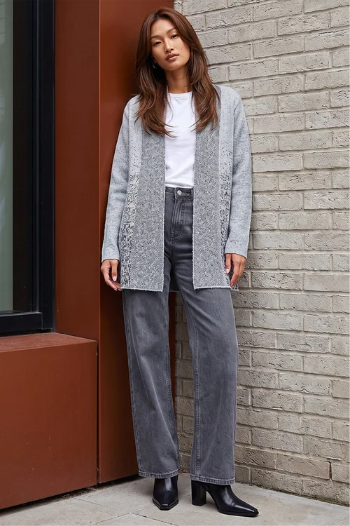 Roman Grey Shimmer Long Cardigan - 10 Image 1