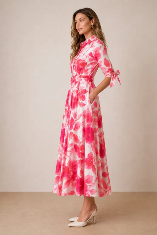 Style Cheat Pink Floral Daphne Shirt Dress - 14 Image 6