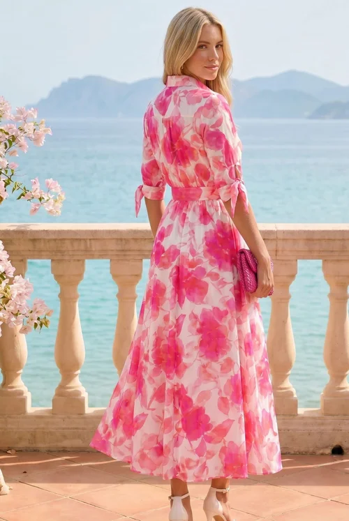Style Cheat Pink Floral Daphne Shirt Dress - 14 Image 3
