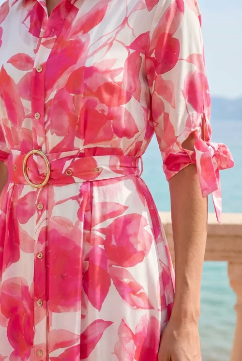 Style Cheat Pink Floral Daphne Shirt Dress - 14 Image 4