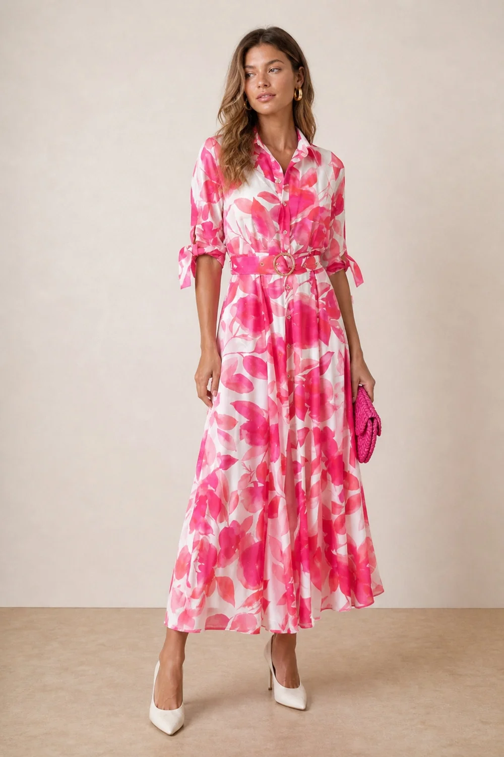 Style Cheat Pink Floral Daphne Shirt Dress - 14 Image 5